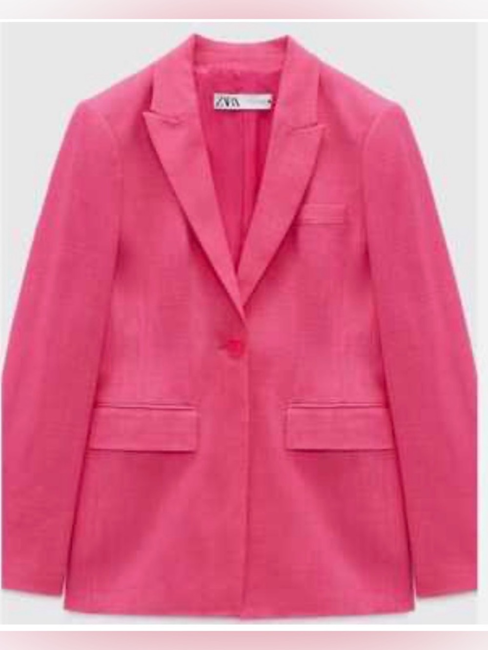 Zara Hot Pink Single-Button Linen Blazer